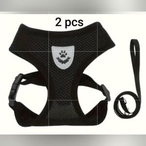 Adjustable Cat/Dog Harness+Leash Breathable & Comfortable Mesh Black/Gray Small